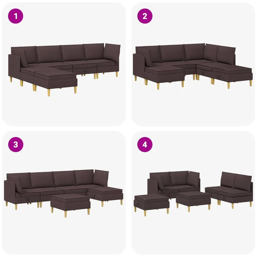 Canapé modulaire avec rangement 6 pcs Marron foncé Tissu - 9