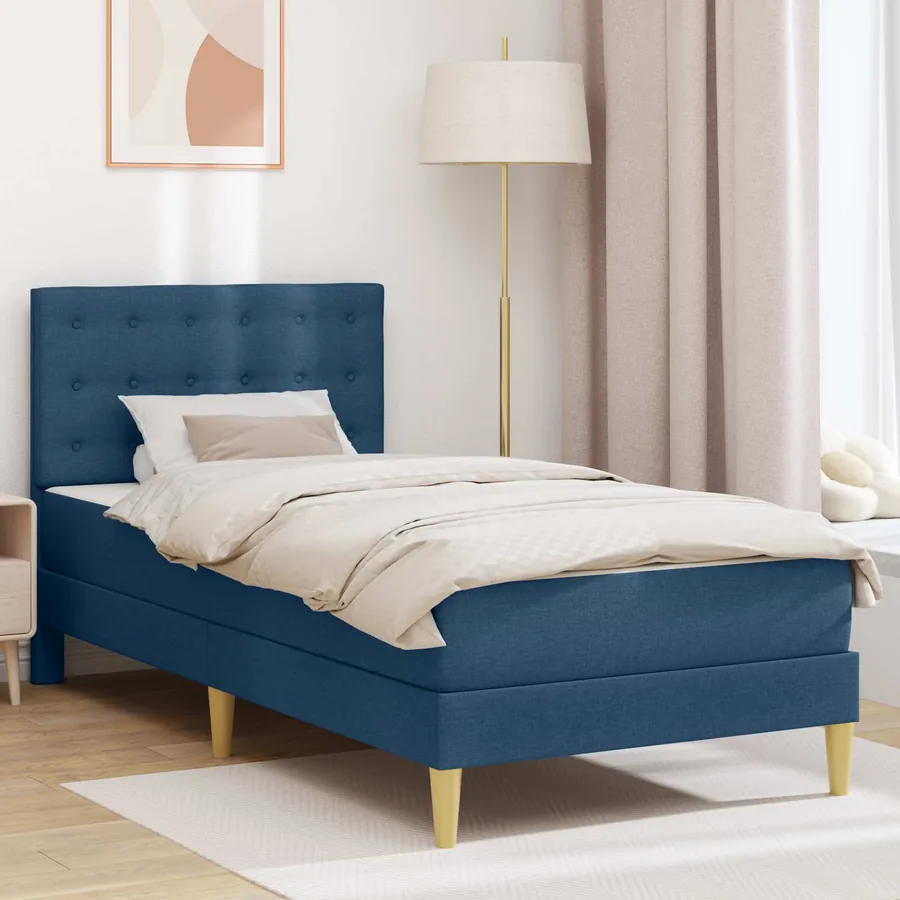 Cadre de lit avec matelas Bleu 80 x 200 cm Tissu