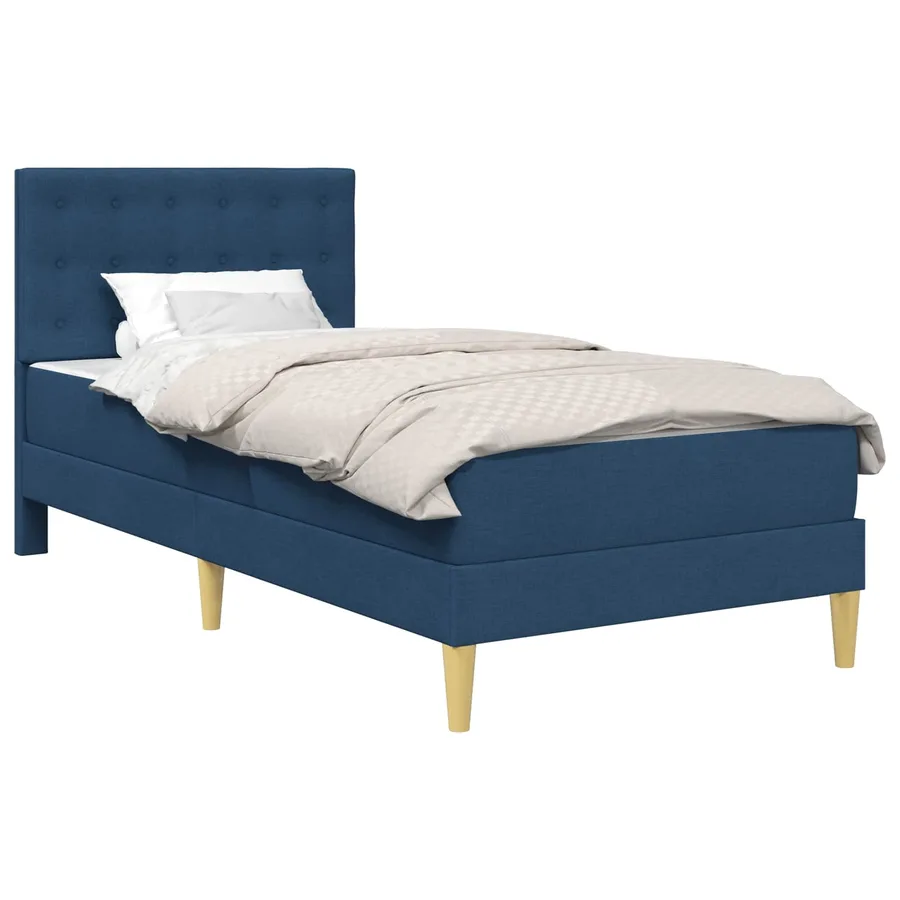 Cadre de lit avec matelas Bleu 80 x 200 cm Tissu - 2