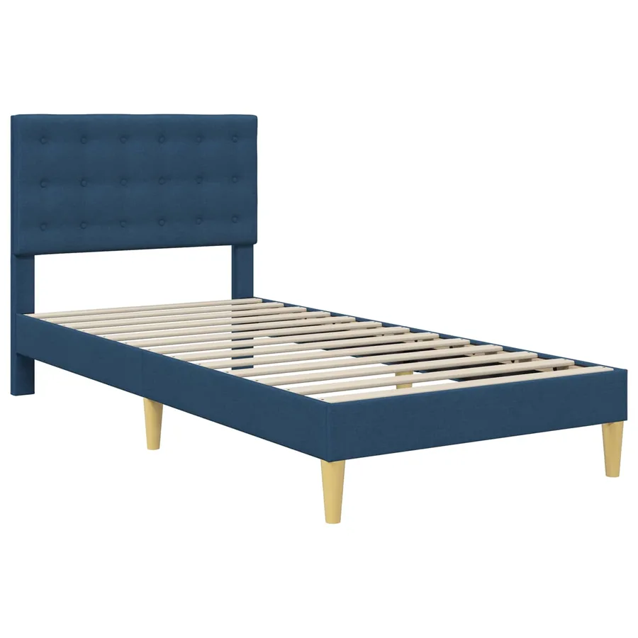 Cadre de lit avec matelas Bleu 80 x 200 cm Tissu - 4
