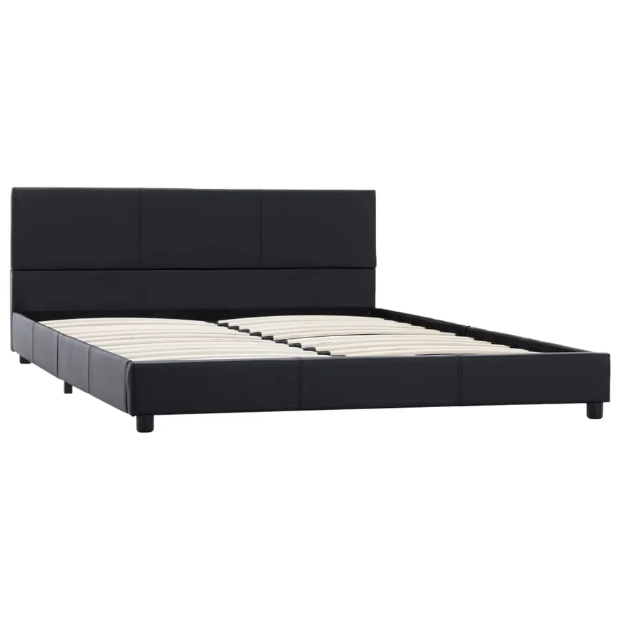 Cadre de lit sans matelas noir similicuir 120x200 cm - 2