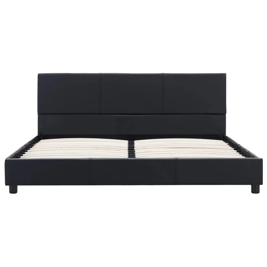 Cadre de lit sans matelas noir similicuir 120x200 cm - 3