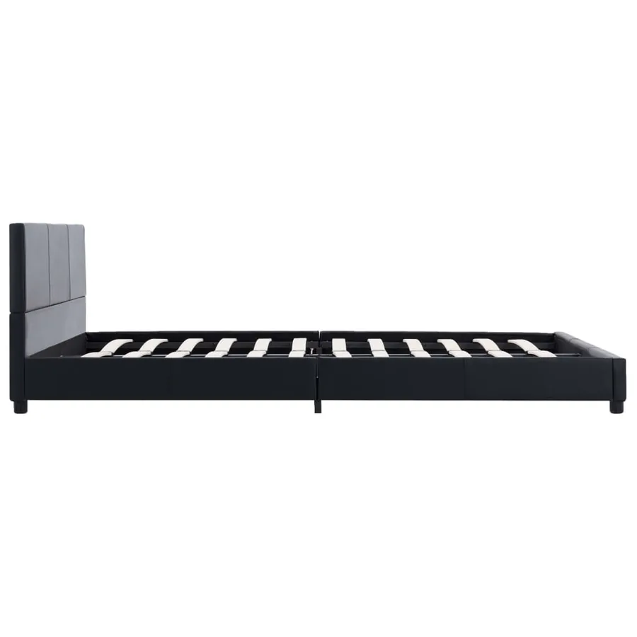 Cadre de lit sans matelas noir similicuir 120x200 cm - 4