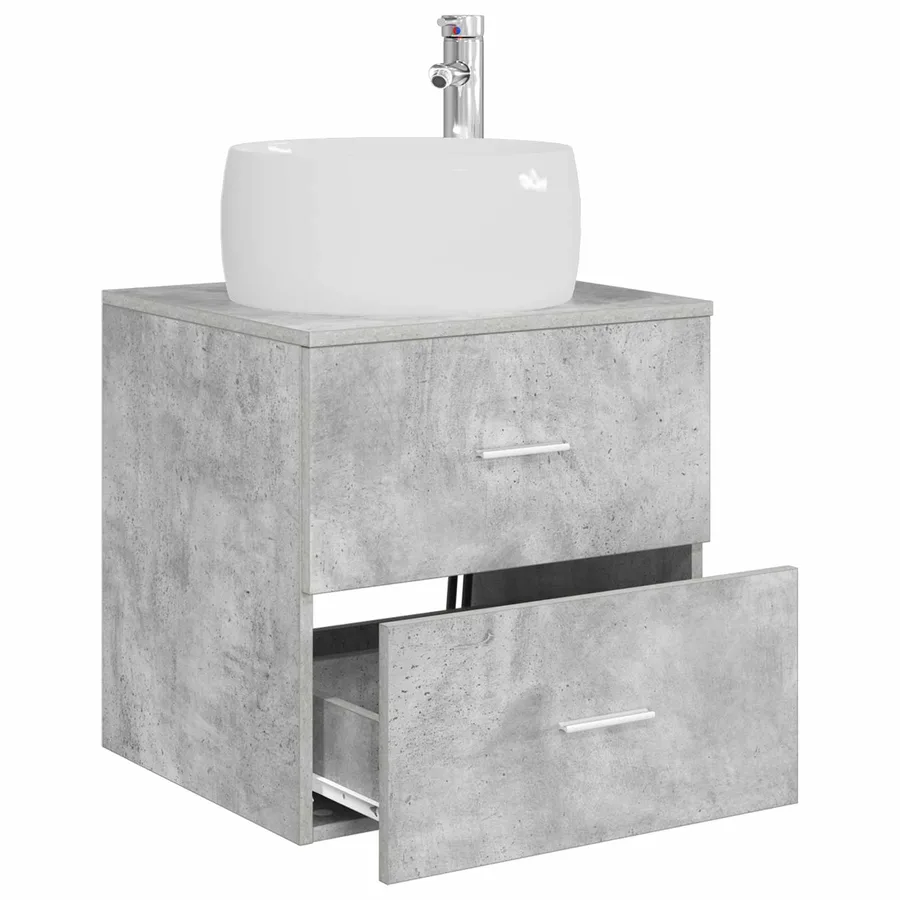 Vanité de lavabo mural Gris béton 49,5 x 44,5 x 66 cm - 3