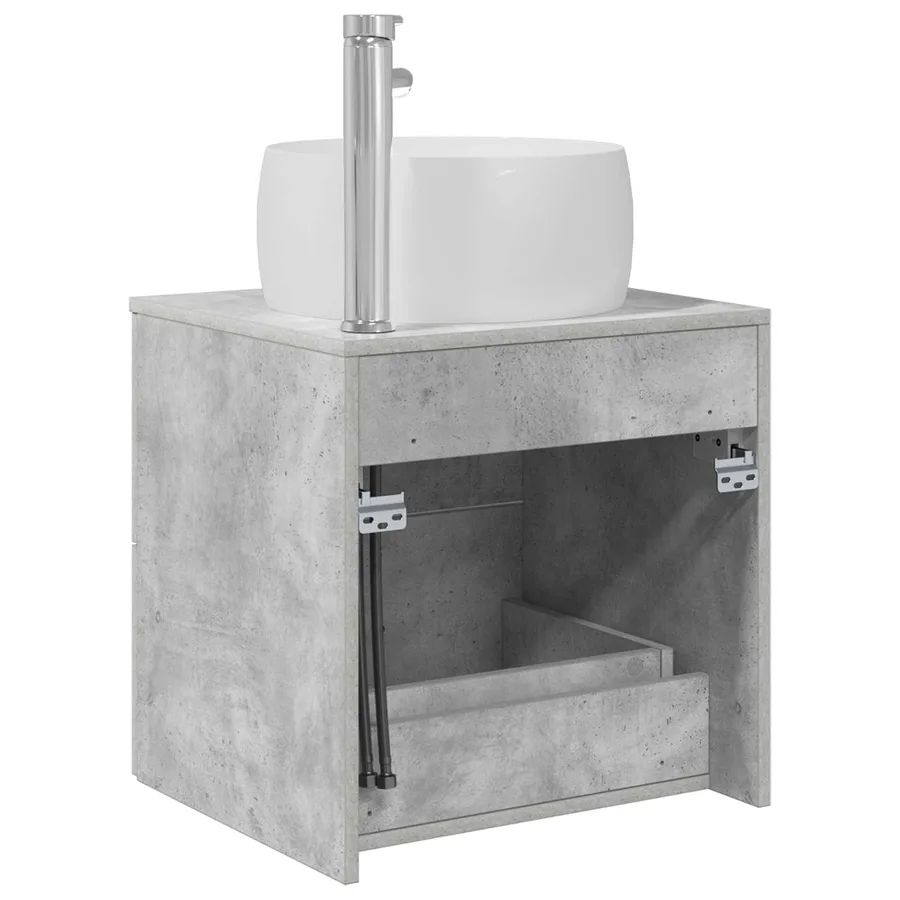 Vanité de lavabo mural Gris béton 49,5 x 44,5 x 66 cm - 5