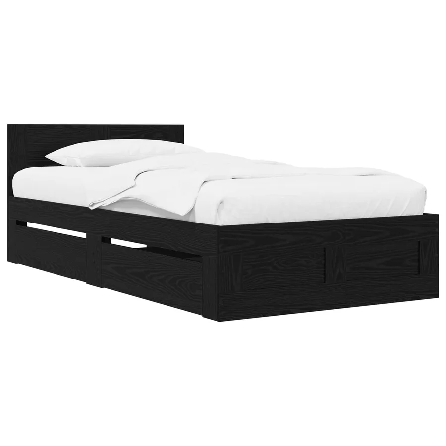 Cadre de lit avec tiroir 2 pc Chêne noir Bois d'ingénierie - 2
