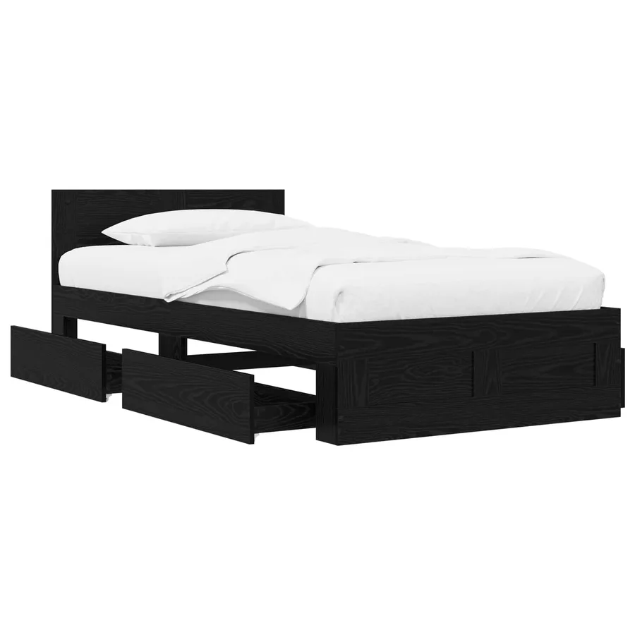 Cadre de lit avec tiroir 2 pc Chêne noir Bois d'ingénierie - 3