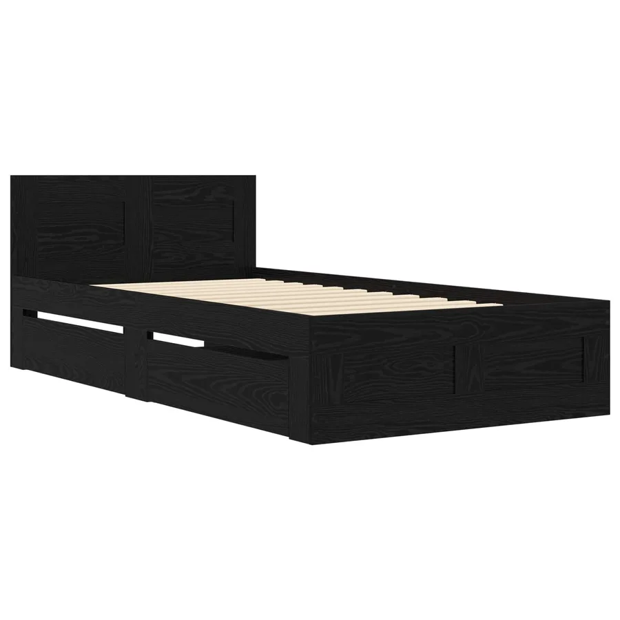 Cadre de lit avec tiroir 2 pc Chêne noir Bois d'ingénierie - 4
