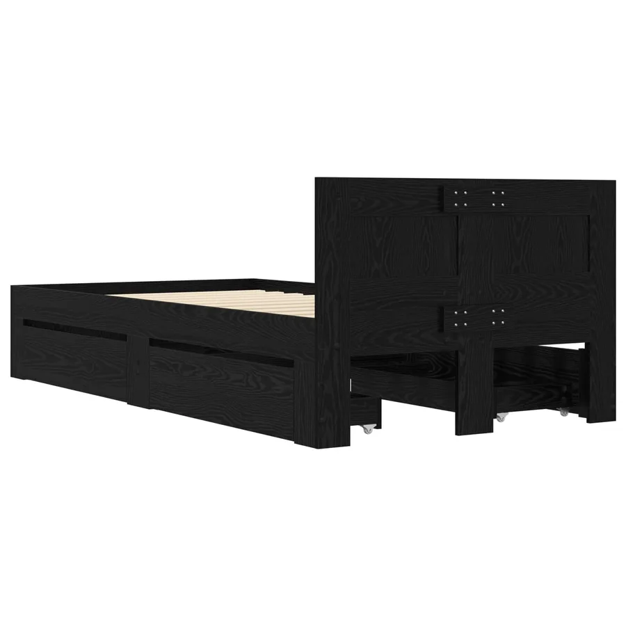 Cadre de lit avec tiroir 2 pc Chêne noir Bois d'ingénierie - 7