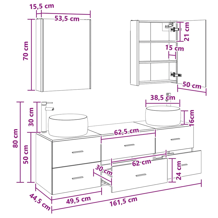 Ensemble de mobilier de salle de bain 5 pcs Blanc - 14