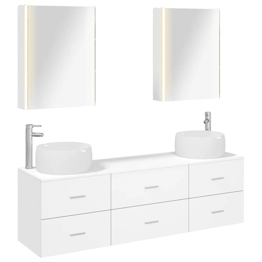 Ensemble de mobilier de salle de bain 5 pcs Blanc - 2