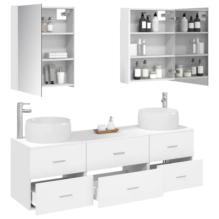 Ensemble de mobilier de salle de bain 5 pcs Blanc - 3