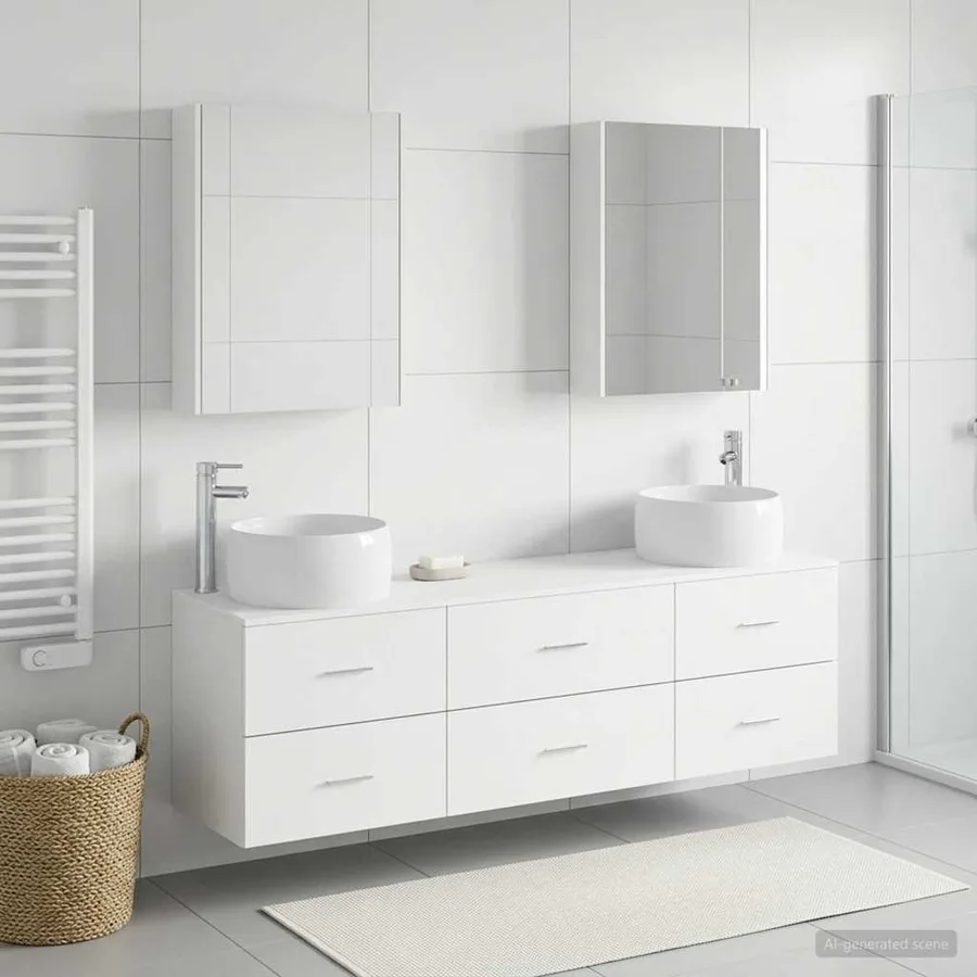 Ensemble de mobilier de salle de bain 5 pcs Blanc - 4