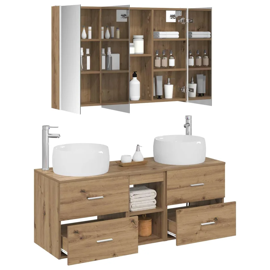 Ensemble de mobilier de salle de bain 4 pc Chêne artisanal - 3
