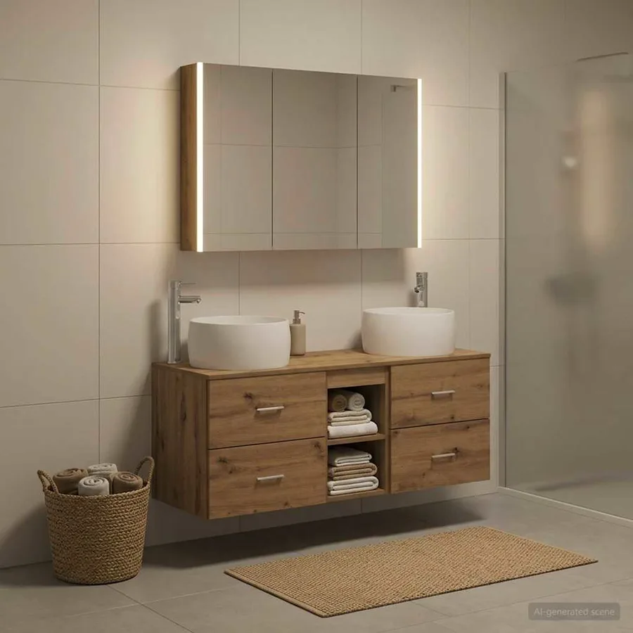 Ensemble de mobilier de salle de bain 4 pc Chêne artisanal - 4