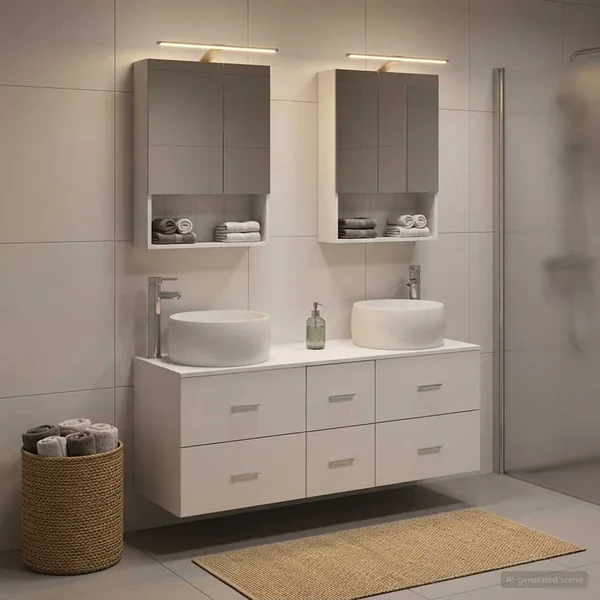 Ensemble de mobilier de salle de bain 5 pcs Blanc