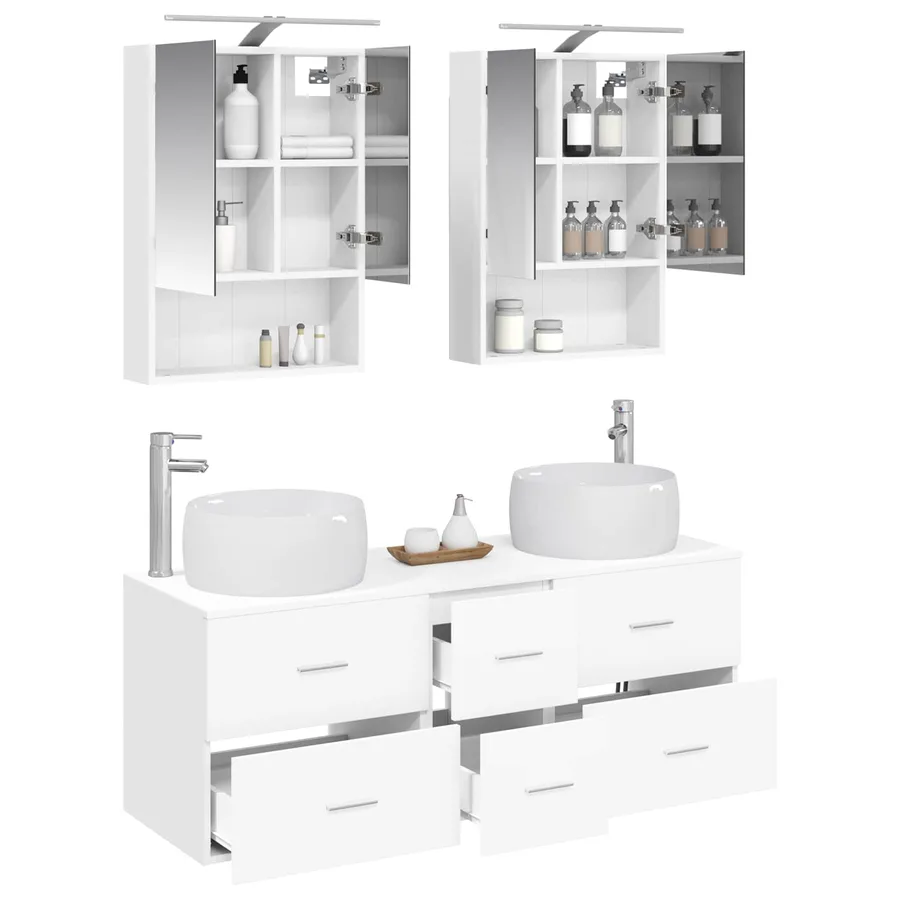 Ensemble de mobilier de salle de bain 5 pcs Blanc - 3