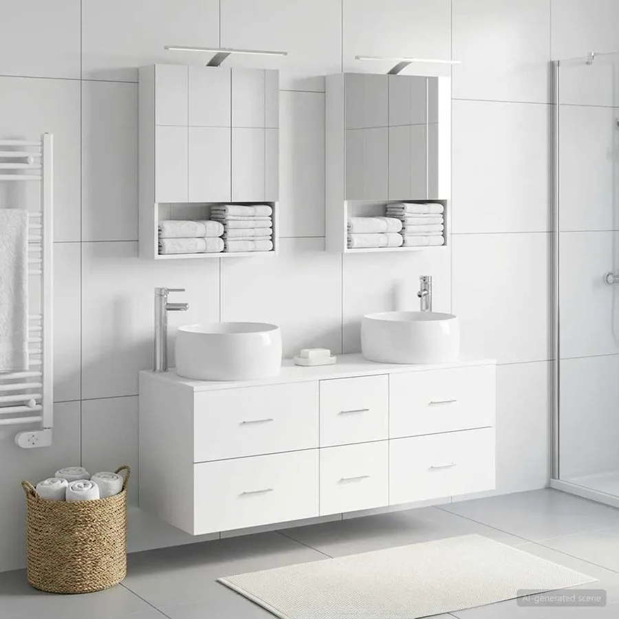 Ensemble de mobilier de salle de bain 5 pcs Blanc - 4