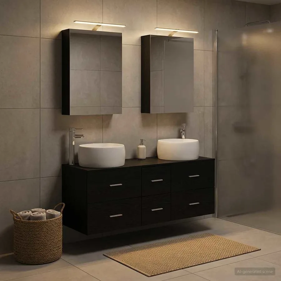 Ensemble de mobilier de salle de bain 5 pcs Chêne noir
