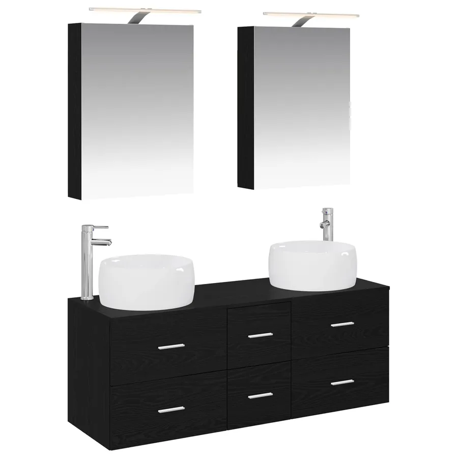 Ensemble de mobilier de salle de bain 5 pcs Chêne noir - 2