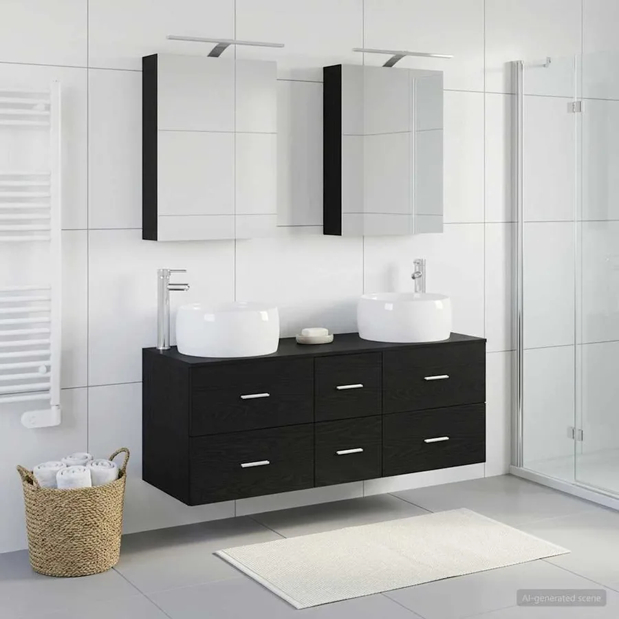 Ensemble de mobilier de salle de bain 5 pcs Chêne noir - 4