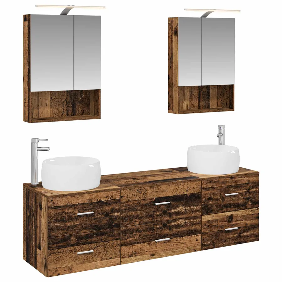 Ensemble de mobilier de salle de bain 5 pcs Bois ancien - 2