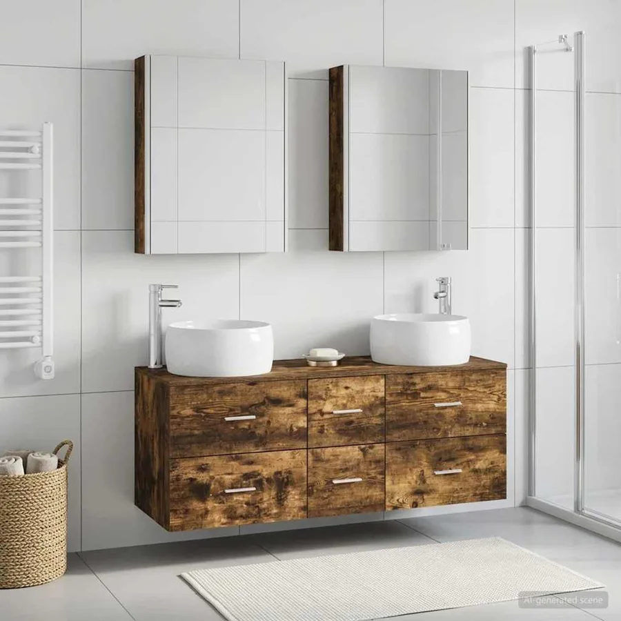 Ensemble de mobilier de salle de bain 5 pcs Chêne fumé - 4