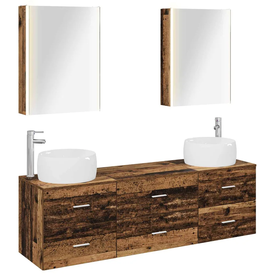 Ensemble de mobilier de salle de bain 5 pcs Bois ancien - 2