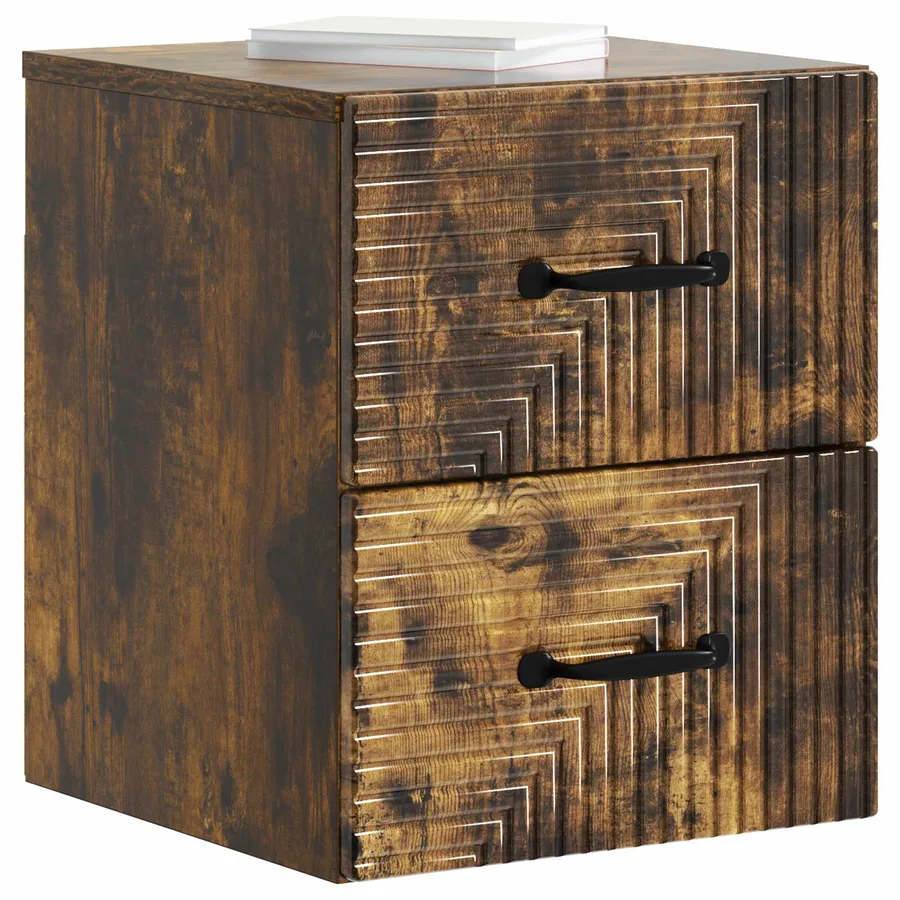 Cabinet de chevet mural Chêne fumé 34,5 x 33 x 40 cm - 3