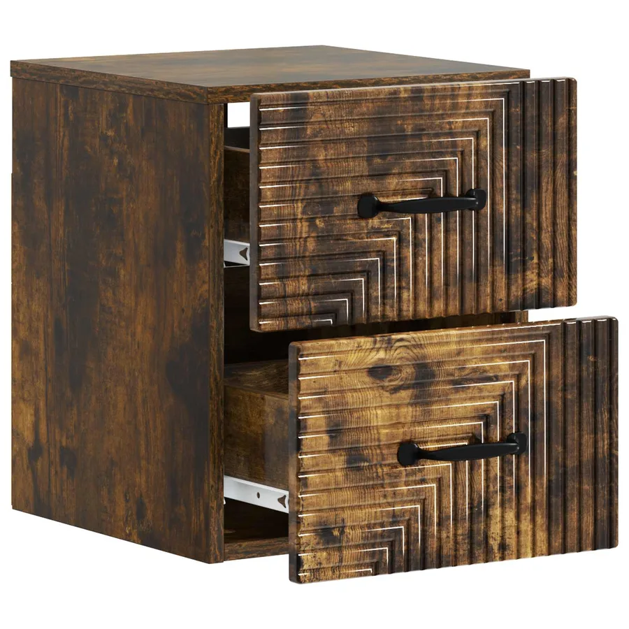 Cabinet de chevet mural Chêne fumé 34,5 x 33 x 40 cm - 4