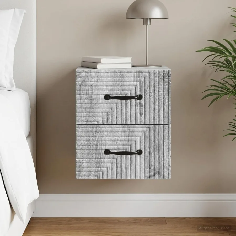 Cabinet de chevet mural Sonoma gris 34,5 x 33 x 40 cm