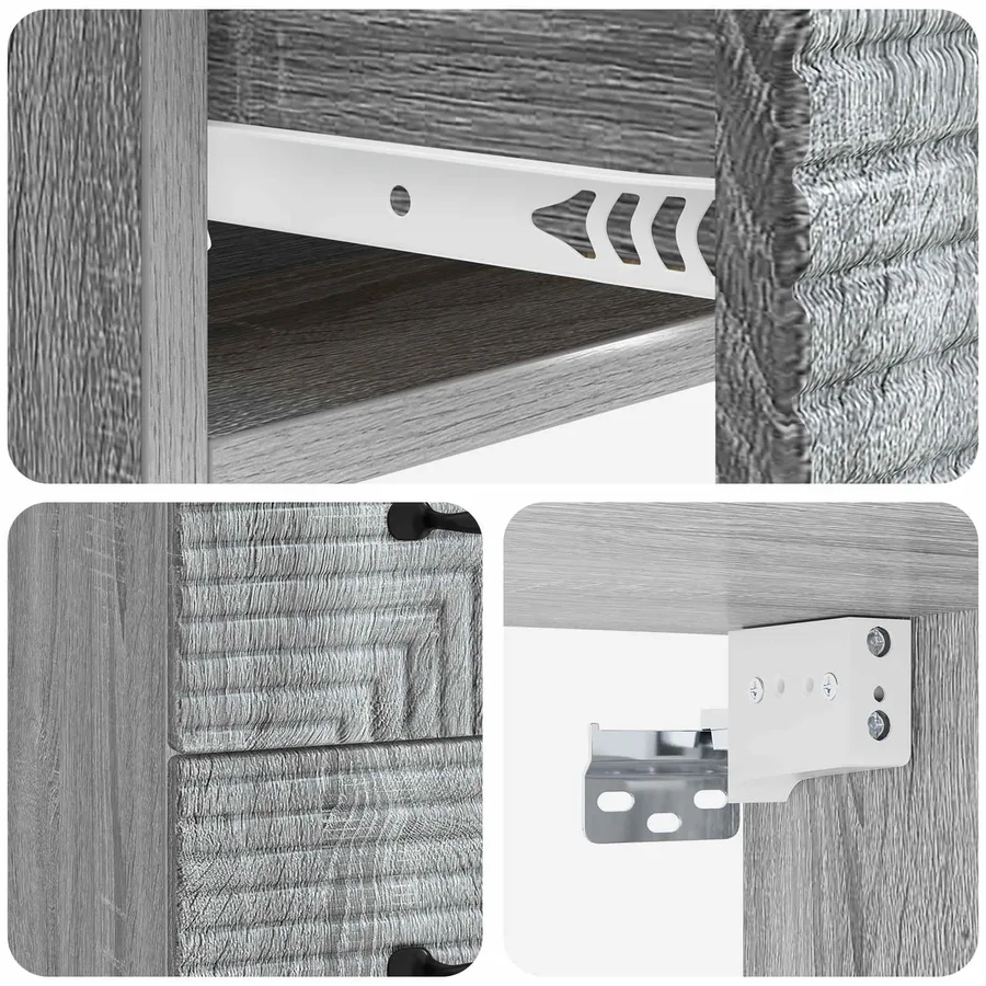 Cabinet de chevet mural Sonoma gris 34,5 x 33 x 40 cm - 8