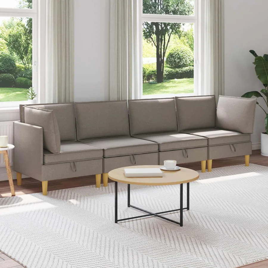 Canapé modulaire avec rangement 4 pcs Taupe Tissu