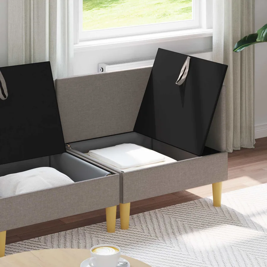 Canapé modulaire avec rangement 4 pcs Taupe Tissu - 3