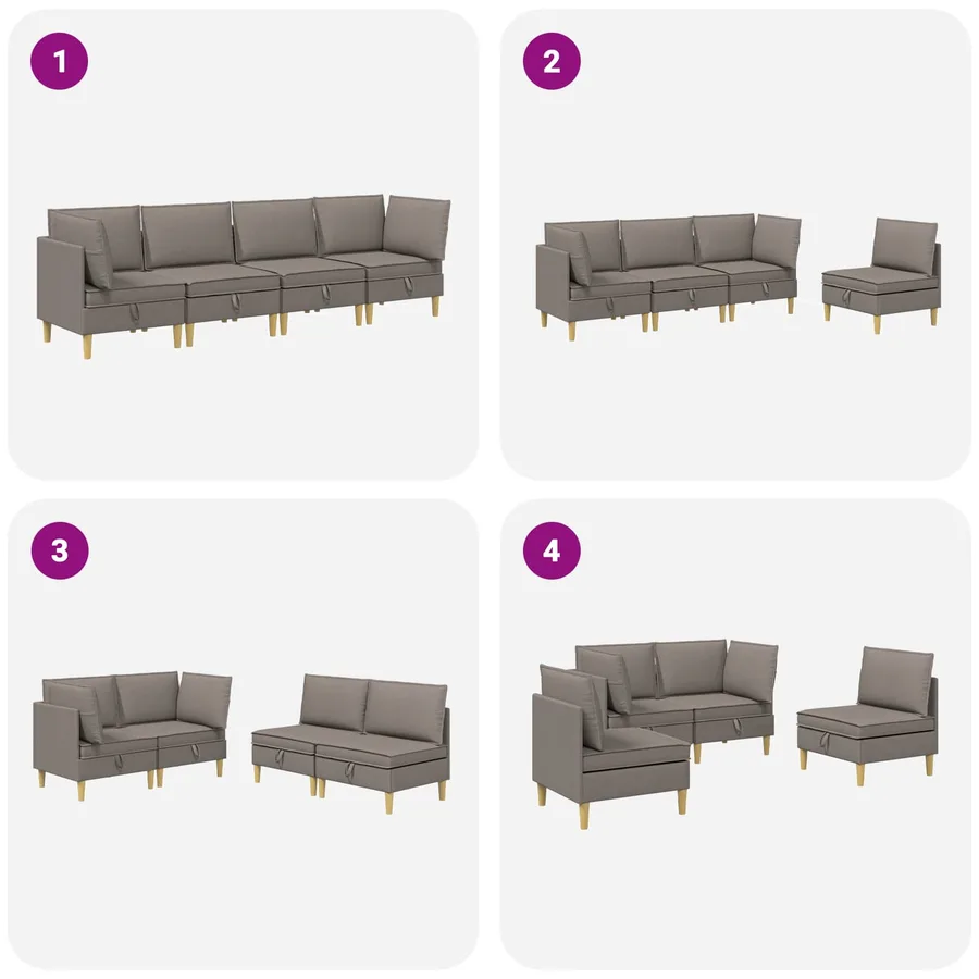 Canapé modulaire avec rangement 4 pcs Taupe Tissu - 8