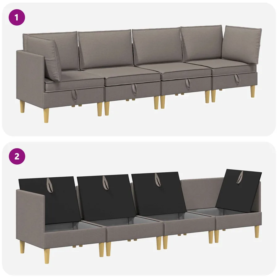 Canapé modulaire avec rangement 4 pcs Taupe Tissu - 9