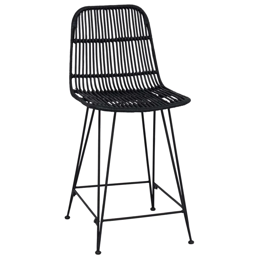 Tabouret de bar 2 pcs Noir 44 x 54 x 96 cm Rattan et Acier - 4