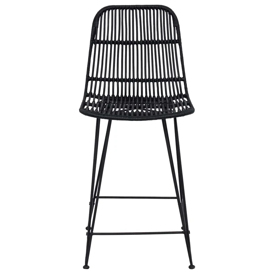 Tabouret de bar 2 pcs Noir 44 x 54 x 96 cm Rattan et Acier - 5