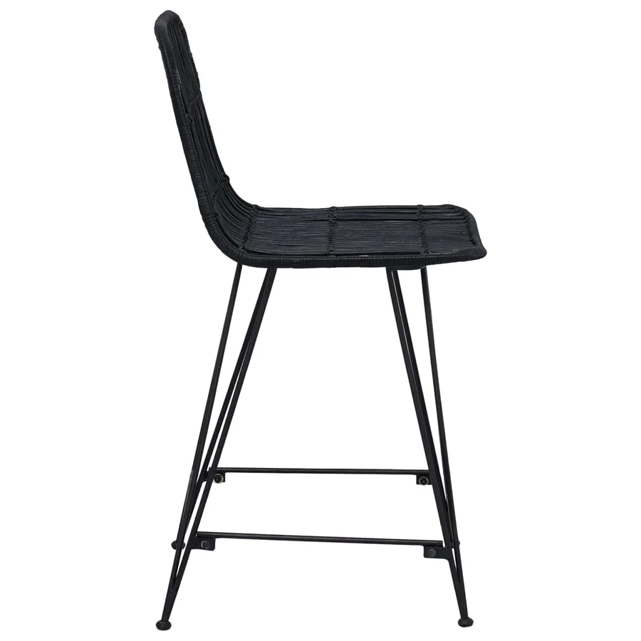 Tabouret de bar 2 pcs Noir 44 x 54 x 96 cm Rattan et Acier - 6