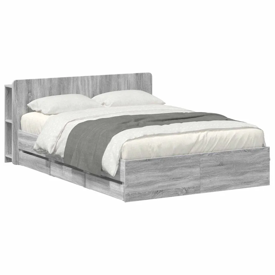 Cadre de lit avec rangement Sonoma gris 140 x 190 cm - 2