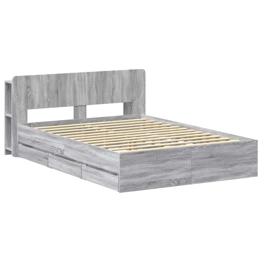 Cadre de lit avec rangement Sonoma gris 140 x 190 cm - 3