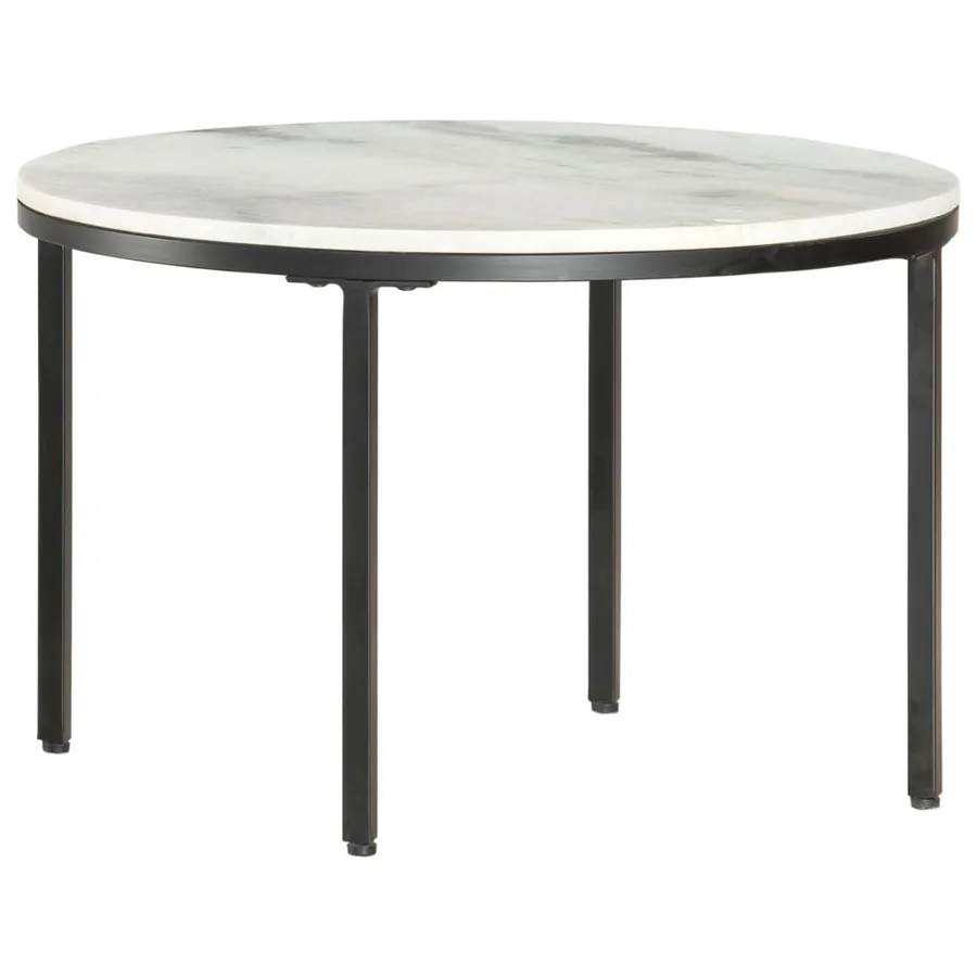 Table basse Blanc et noir Ø65 cm Marbre solide véritable