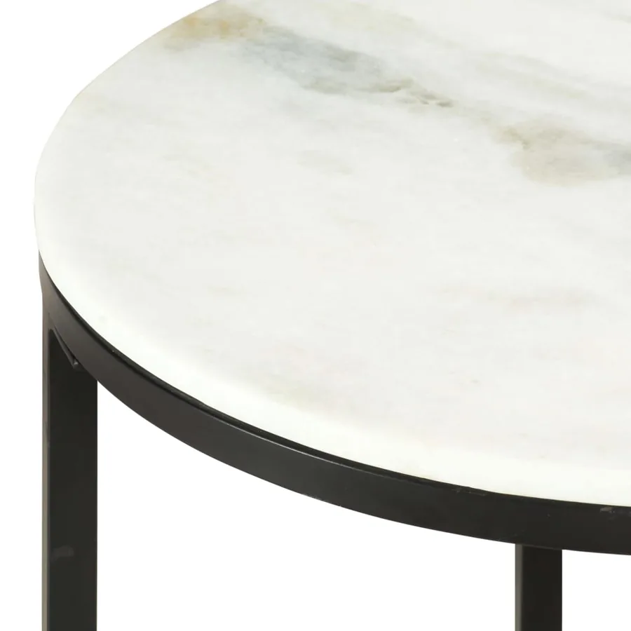 Table basse Blanc et noir Ø65 cm Marbre solide véritable - 3