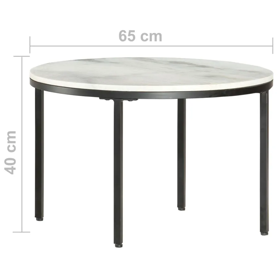 Table basse Blanc et noir Ø65 cm Marbre solide véritable - 4
