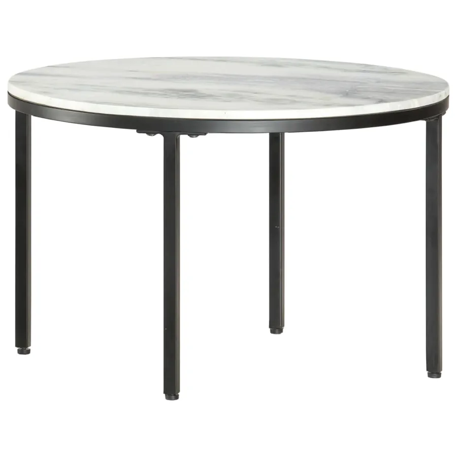 Table basse Blanc et noir Ø65 cm Marbre solide véritable - 5
