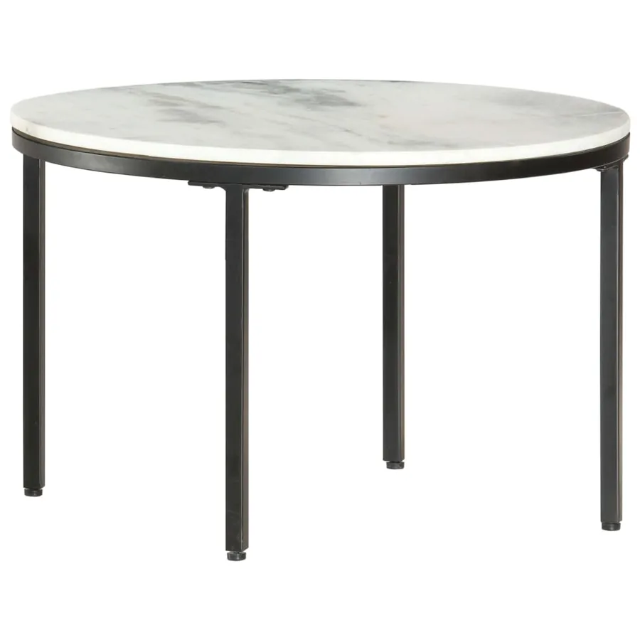 Table basse Blanc et noir Ø65 cm Marbre solide véritable - 6