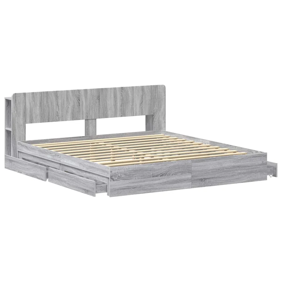 Cadre de lit avec rangement Sonoma gris 180 x 200 cm - 4