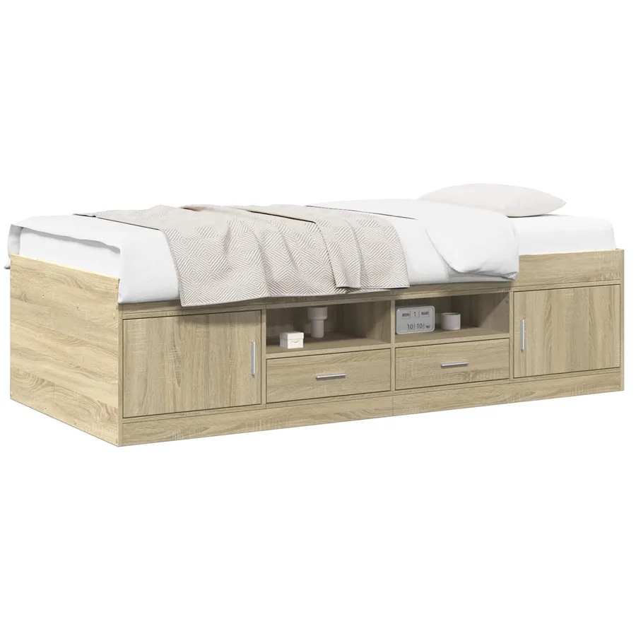 Cadre de lit avec rangement avec porte Chêne Sonoma 80 x 200 cm - 2