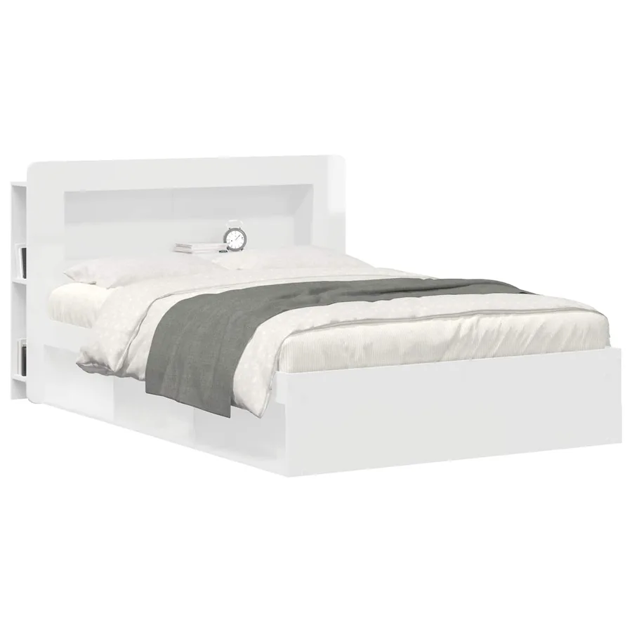 Cabinet de Tête de Lit Blanc brillant Bois d’ingénierie - 3