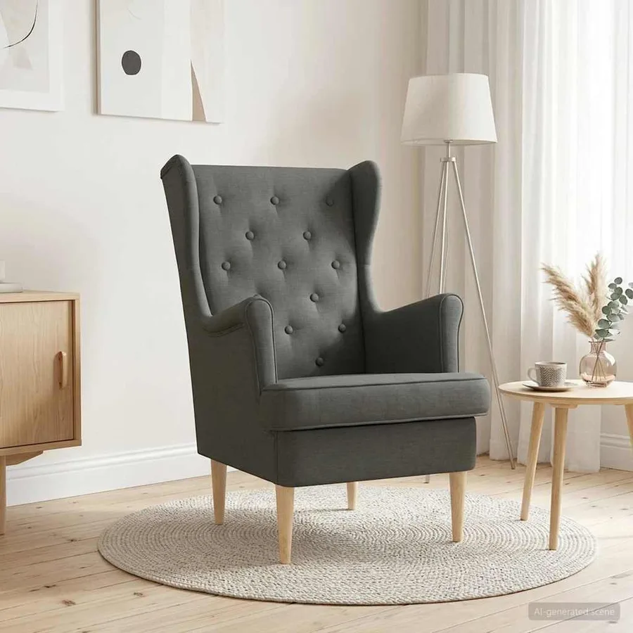 Fauteuil Gris foncé Tissu - 3